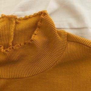 Lettuce Hem Ribbed Yellow Top